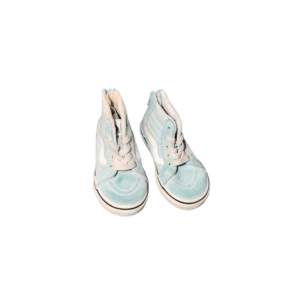 Vans Sk8-Hi Zip Toddler Size 6.0 Light Blue Suede High Top Sneakers Shoes